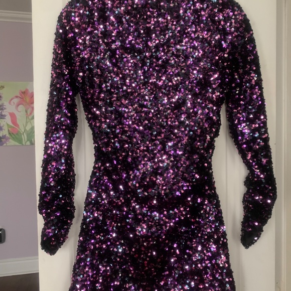 Zara NWT sequin mini dress- Violet - Picture 4 of 8